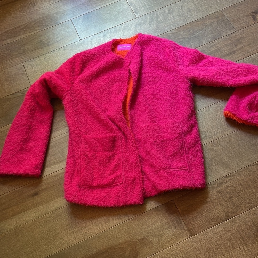 Reversible Color Block Fuzzy Jacket with Front Pockets - Picture 6 of 6